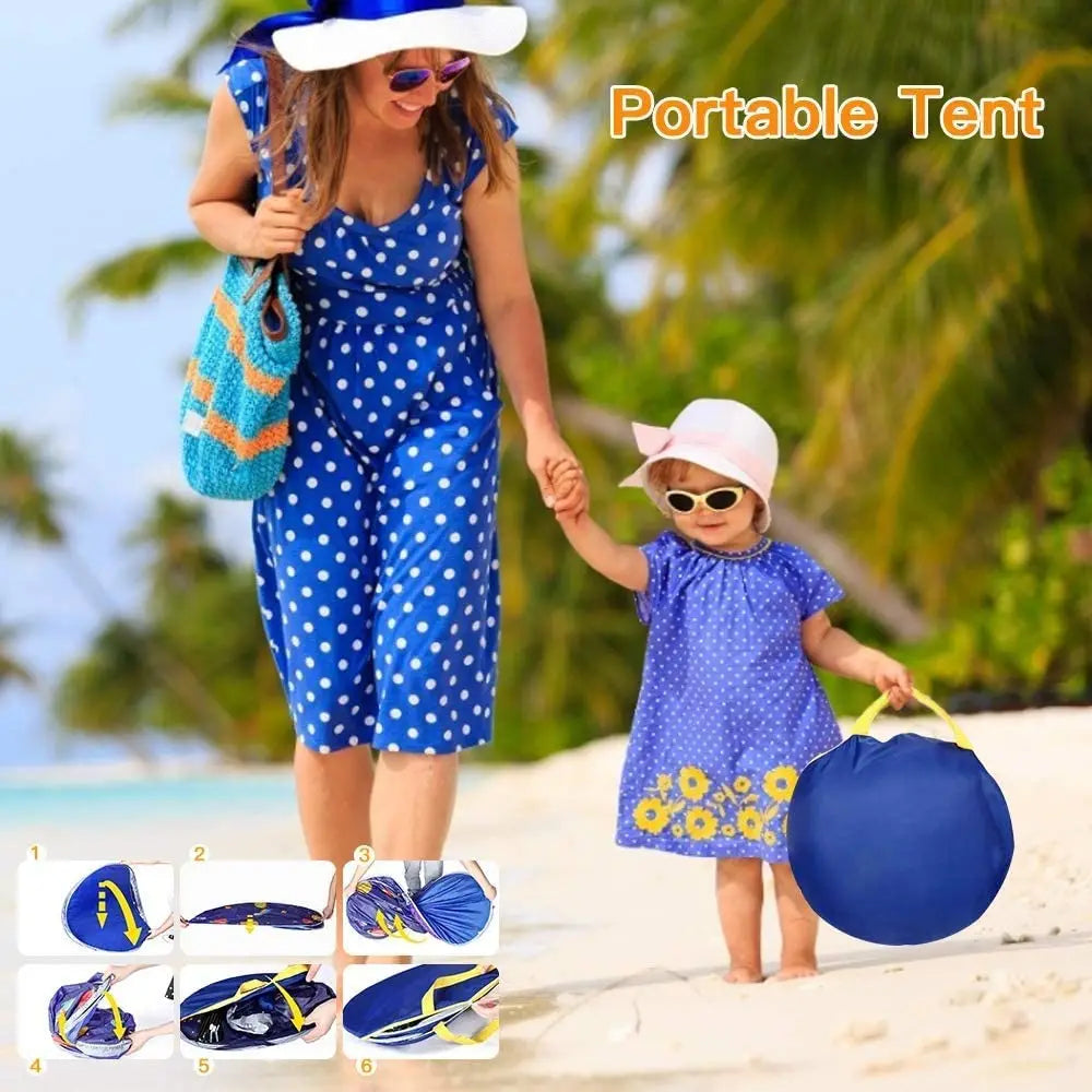 Pop-up kids tent folded into its carry bag