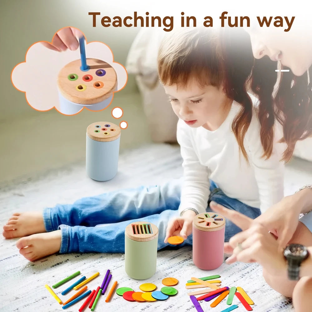 Toddler playing with a Montessori sorting toy