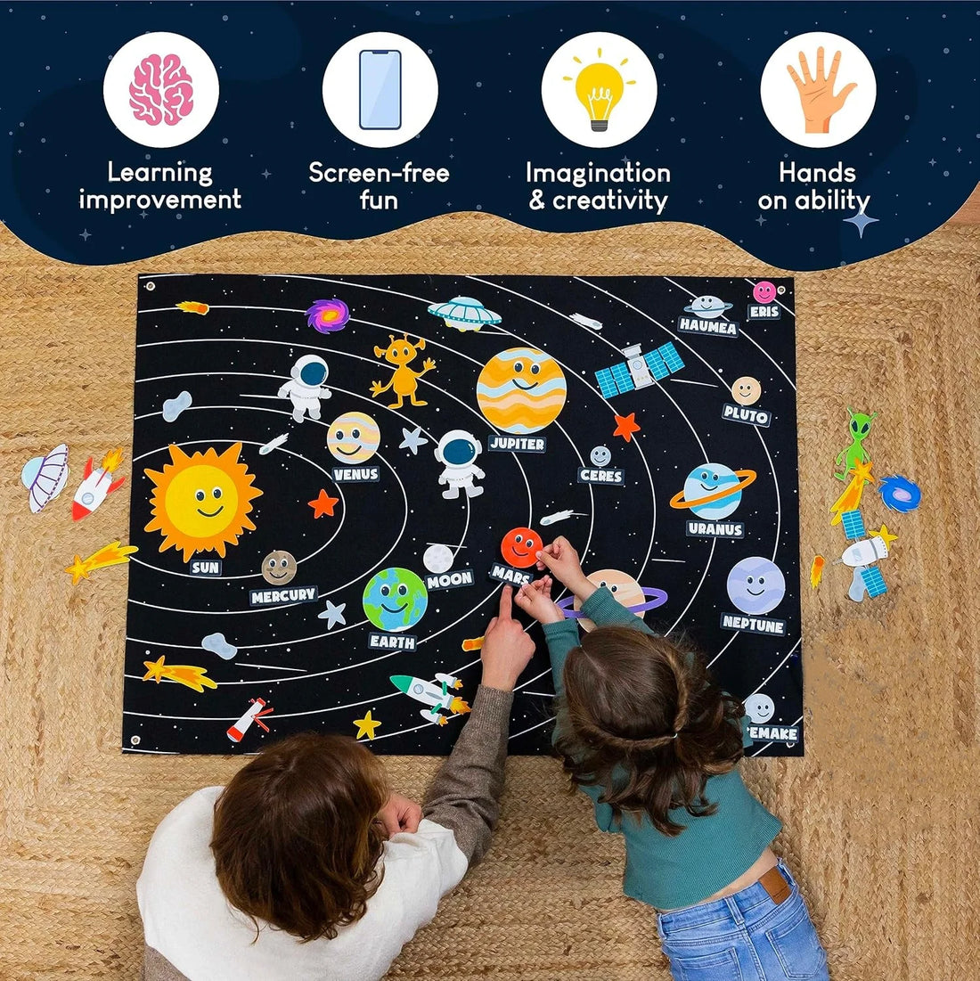 Children playing with a felt story board on the floor
