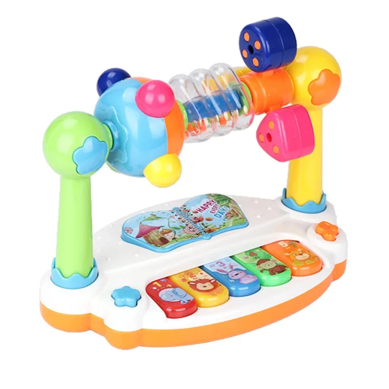 Musical baby piano toy with rotating activity features