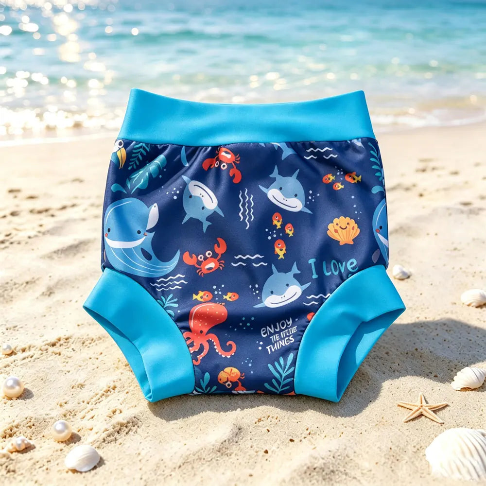Reusable swim nappy, Dolphin print