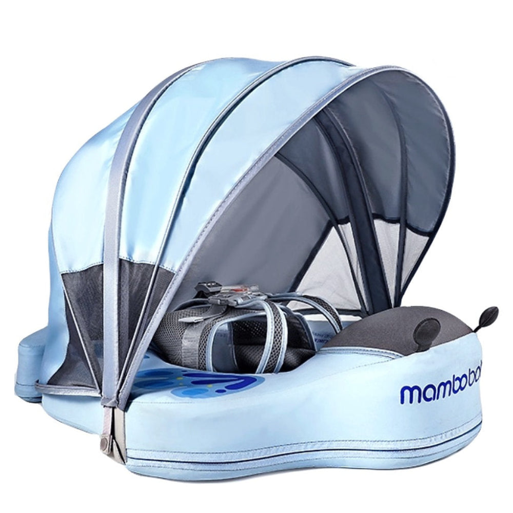 Mambobaby Butterfly baby float in blue with UPF 50+ sun canopy, 3–24 months