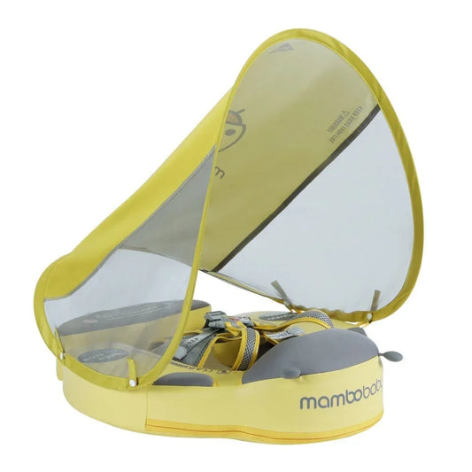 Mambobaby Ladybug baby float in yellow with UPF 50+ sun canopy, 3–24 months