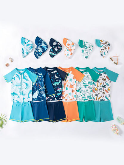 Baby & Toddler Swim Outfit – 3-Piece Set with Detachable Hat (3 Months to 4 Years)