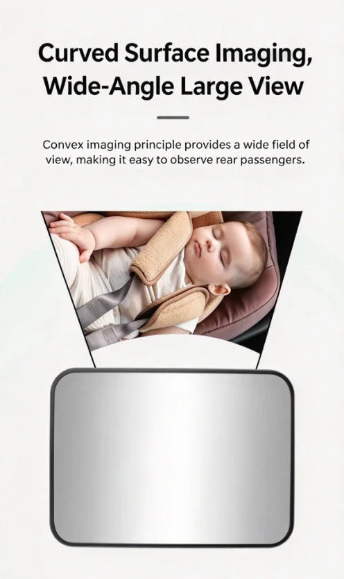 Curved baby car mirror, wide view