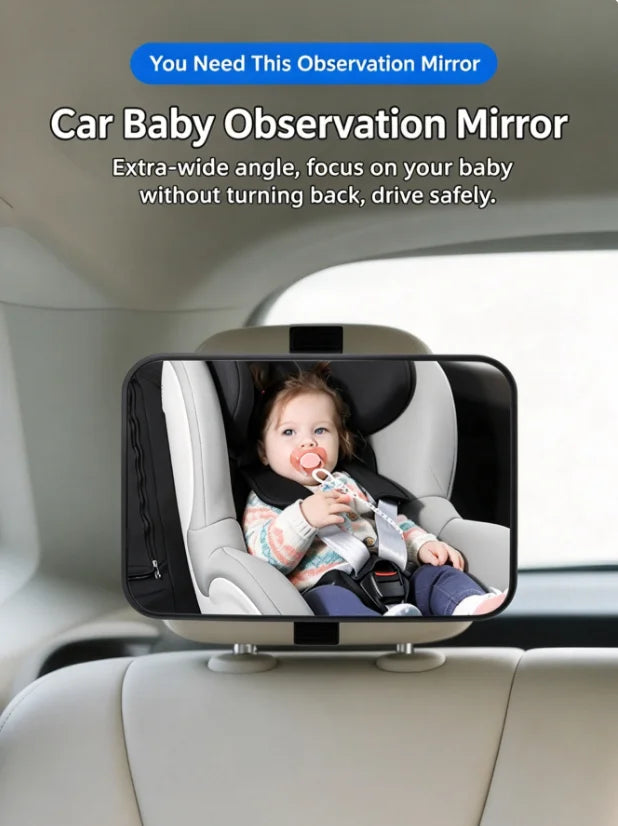 Baby car mirror showing child in the back seat