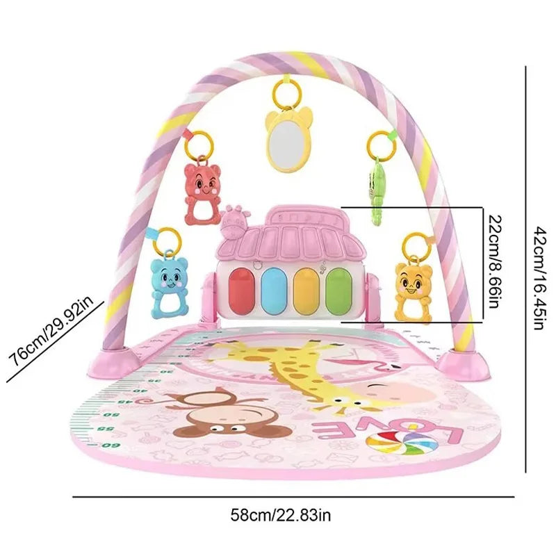 Baby play gym with kick piano and activity mat