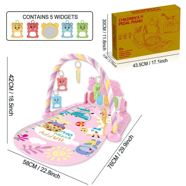 Baby play gym with kick piano, Pink Garden design
