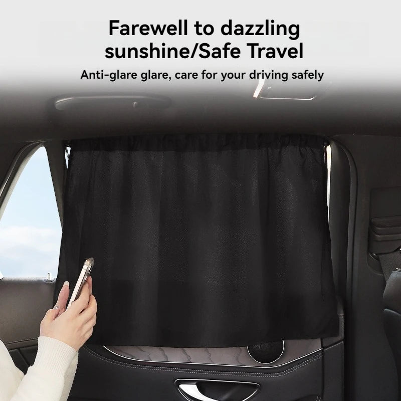 Car window shade blocking glare for back seat passengers