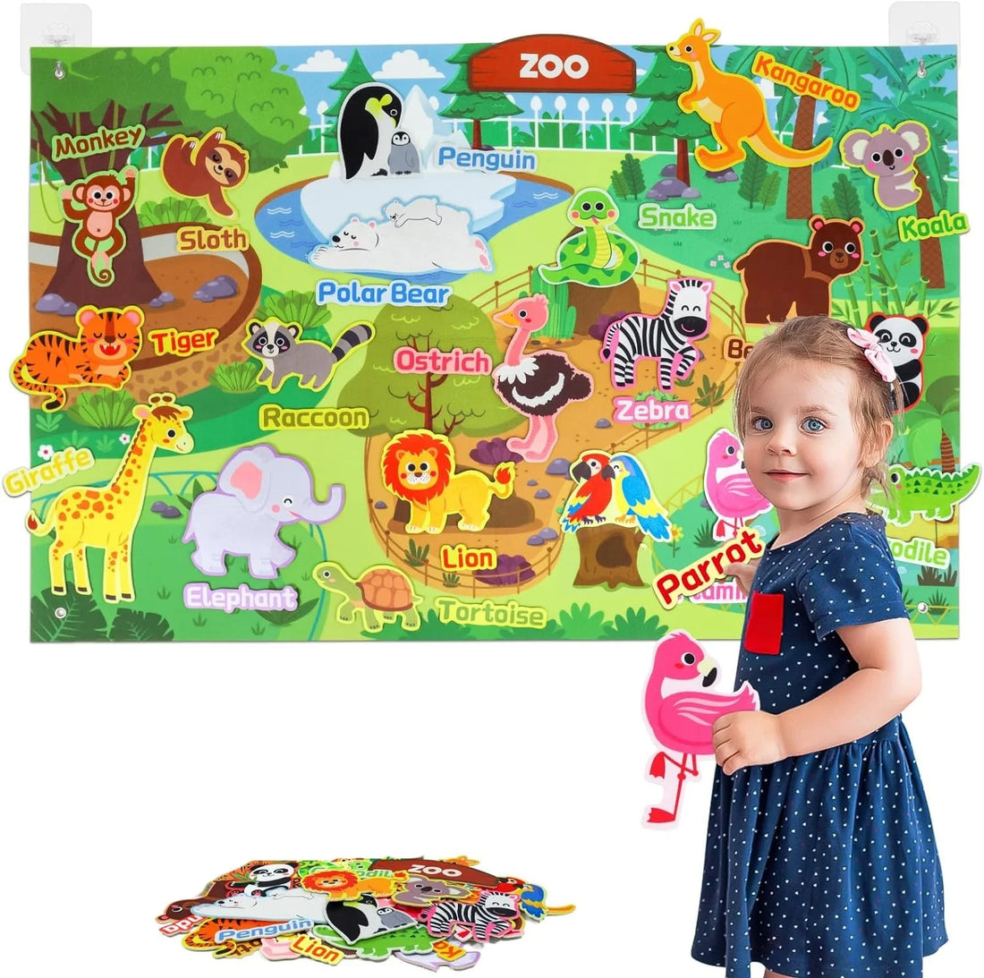 Felt story board for toddlers, Zoo theme