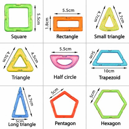 Shape mix magnetic tiles