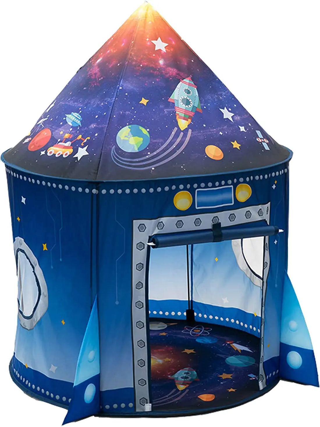 Kids play tent in a pop-up rocket space design
