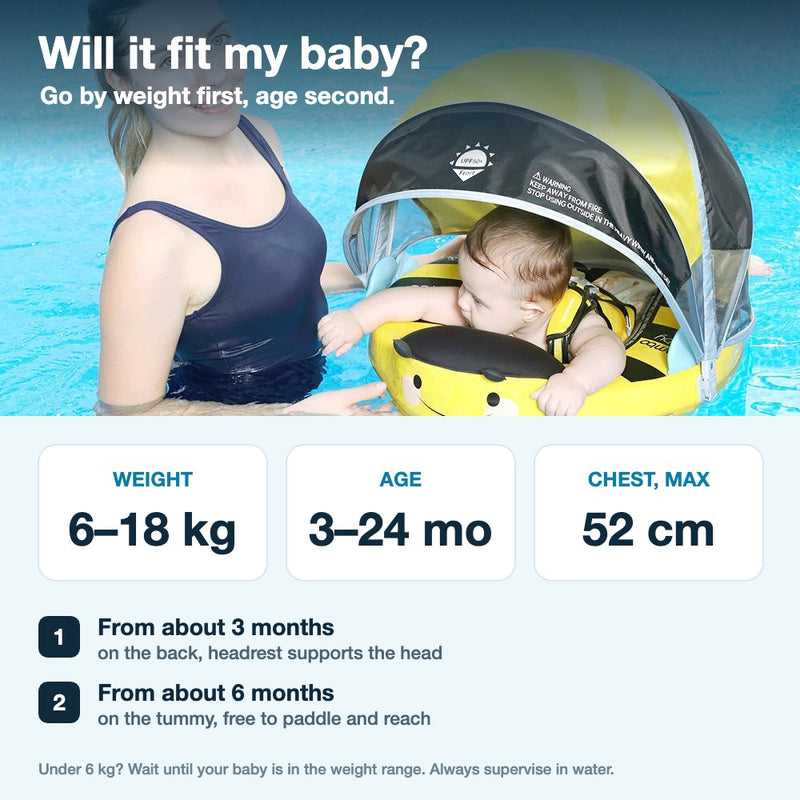 Mambobaby Bee float: will it fit my baby? size and age guide