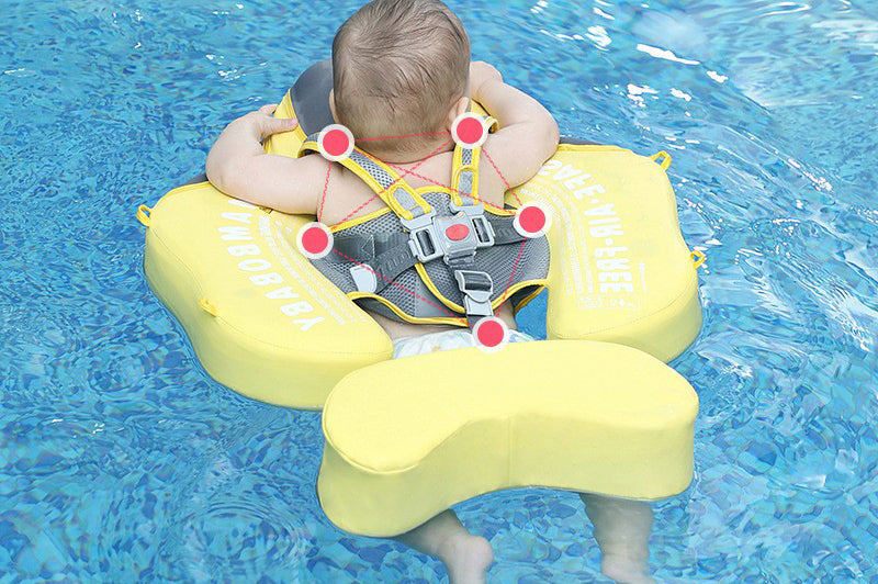 The five harness connection points on the Duck float, seen from behind