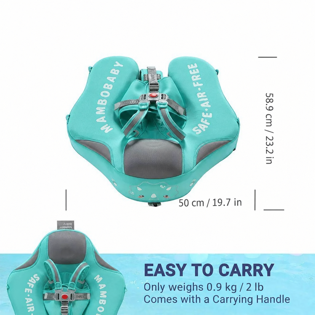 Size guide: Mambobaby Flamingo float measures 58.9 cm / 23.2 in by 50 cm / 19.7 in, weighs about 0.9 kg / 2 lb and comes with a carrying handle