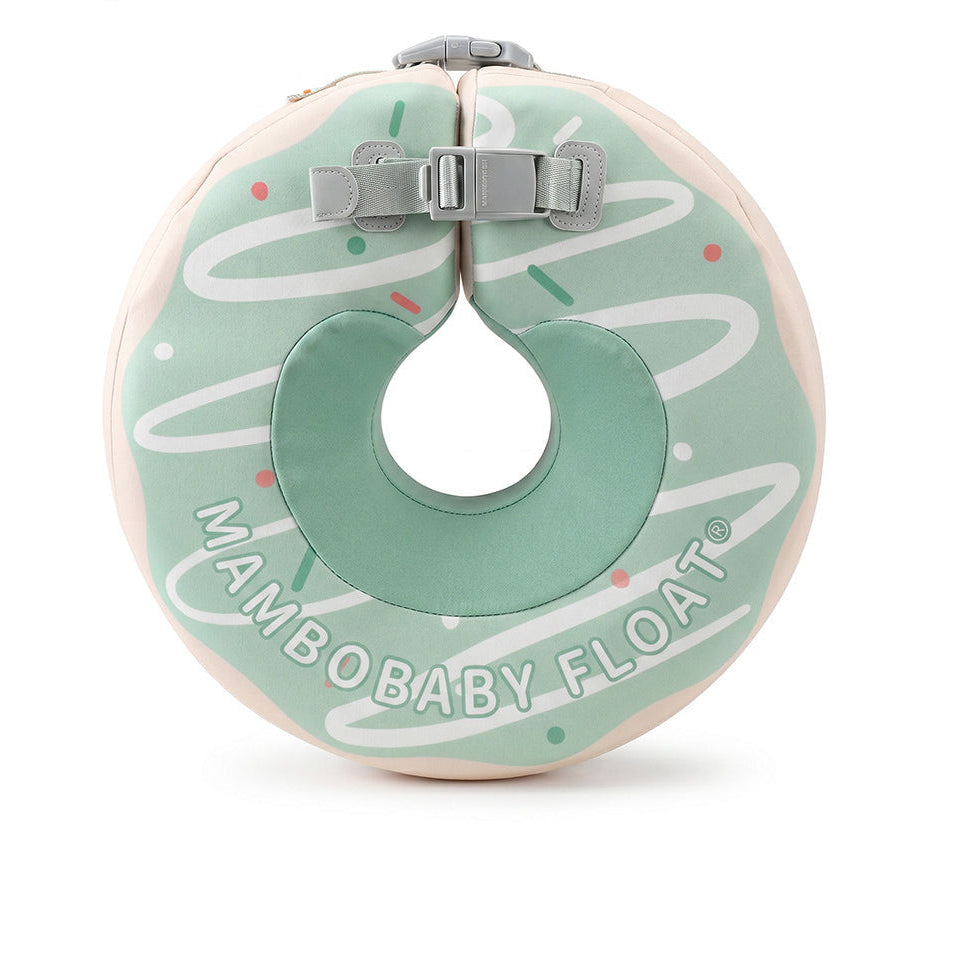 Mambobaby non-inflatable baby neck float ring, Mint Donut design, 4–12 months