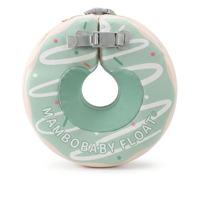 Mambobaby non-inflatable baby neck float ring, Mint Donut design, 4–12 months