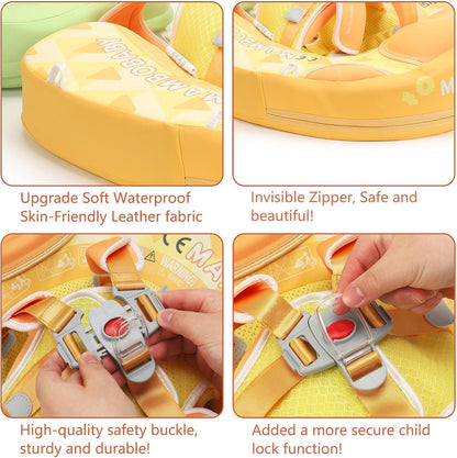 Waterproof fabric, hidden zipper, safety buckle and child lock on the Pineapple float