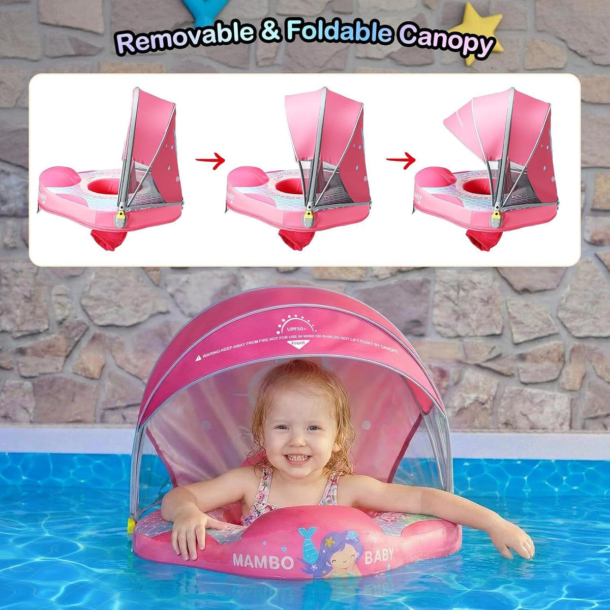 The canopy on the seat float folds down and removes completely