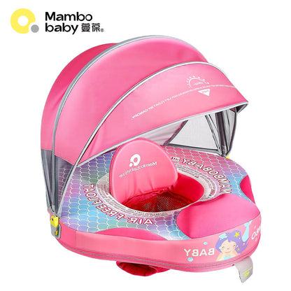 Mambobaby baby seat float in pink with the removable canopy raised, 4–18 months