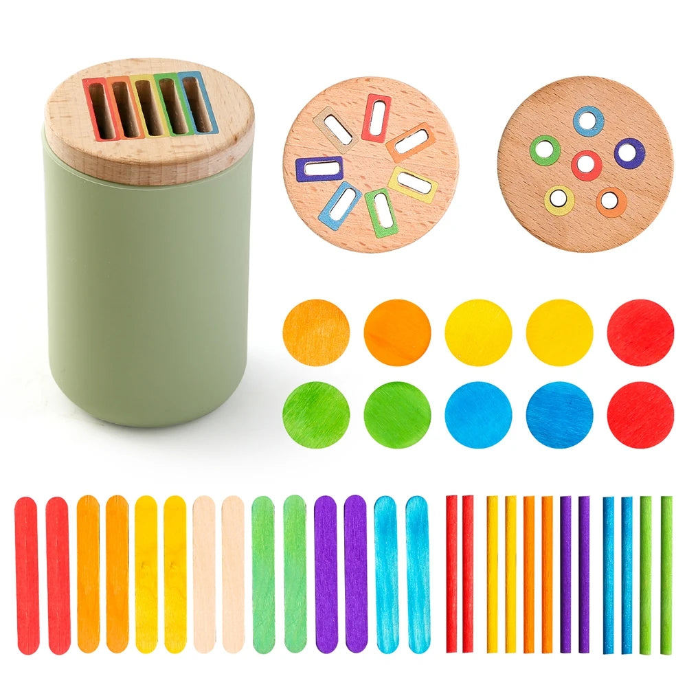 Montessori colour sorting toy, Full Set – 3 Lids