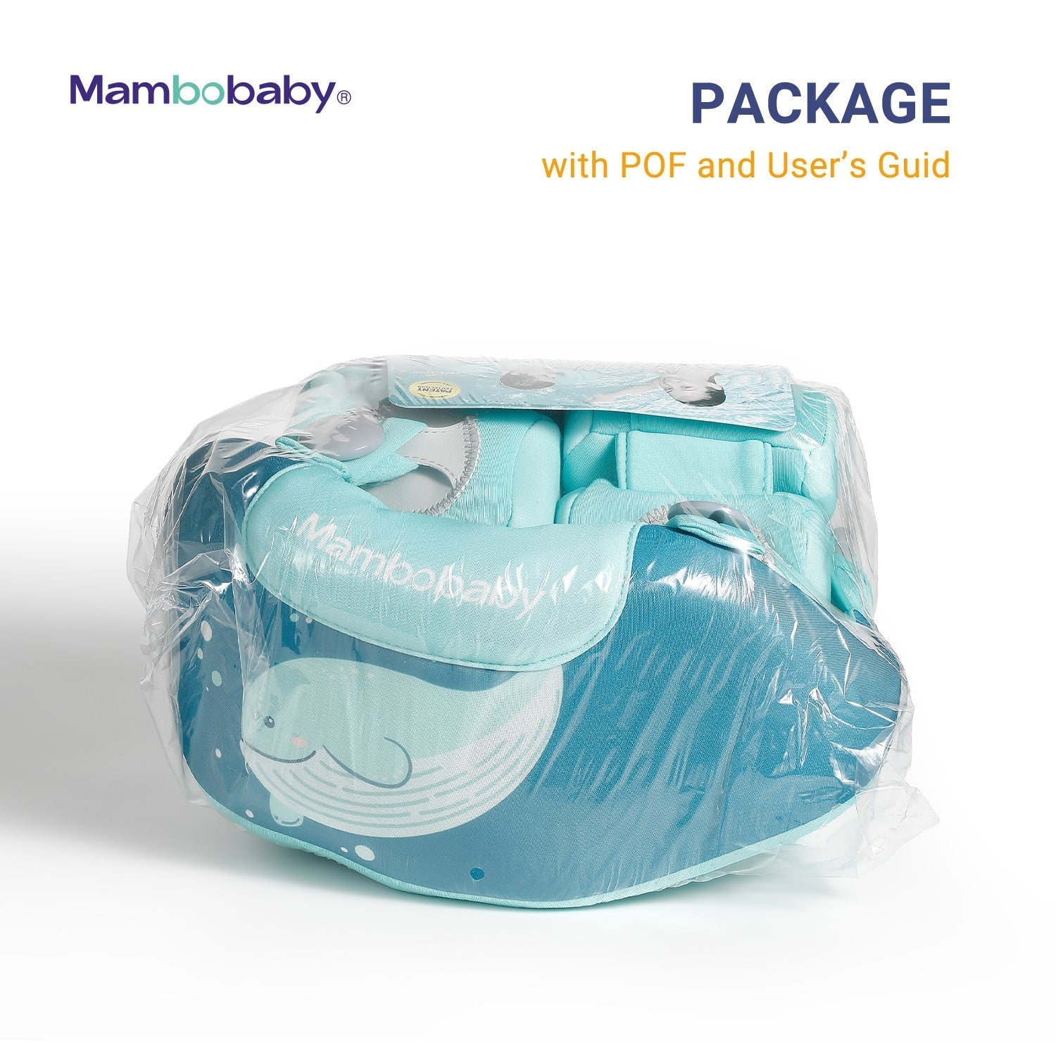 Official Mambobaby Armband Float box. Premium swim trainer gift set for kids.